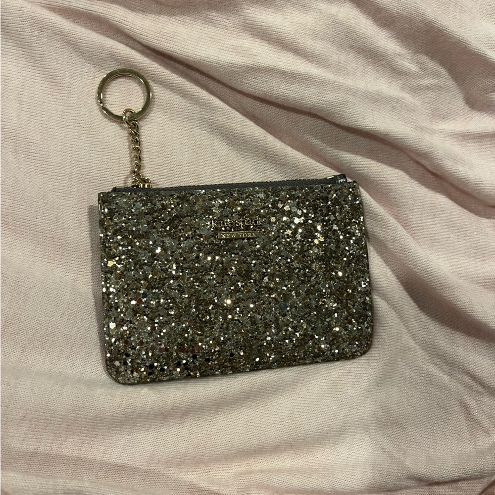Kate Spade Glitter Key & Card Holder - Silver